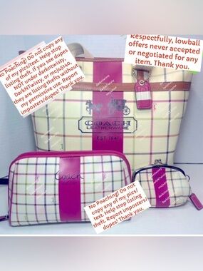 GREAT GIFT!! RARE Coach 3 piece Tote, cosmetic bag, change purse set PRICE FIRM
